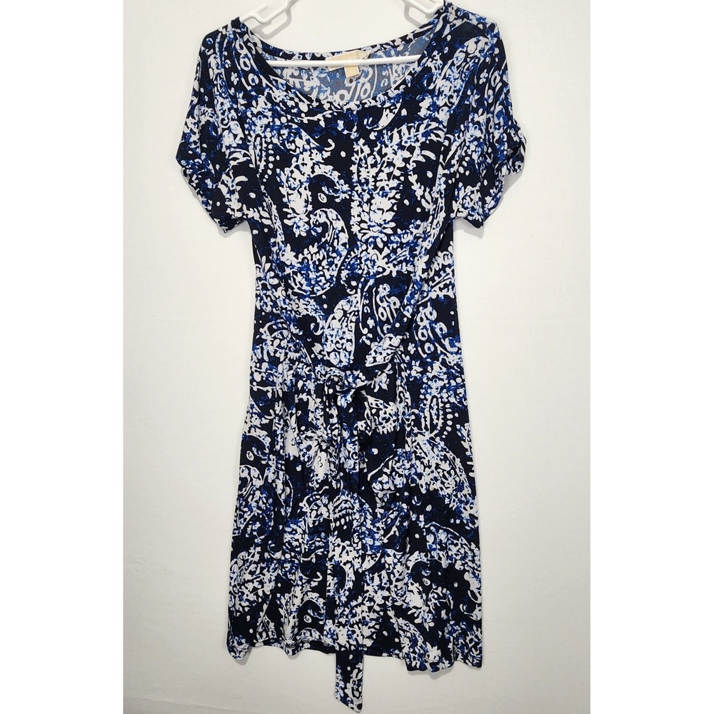 Michael Kors Women's Floral Elegant Classy Dress Blue/White Size L‎